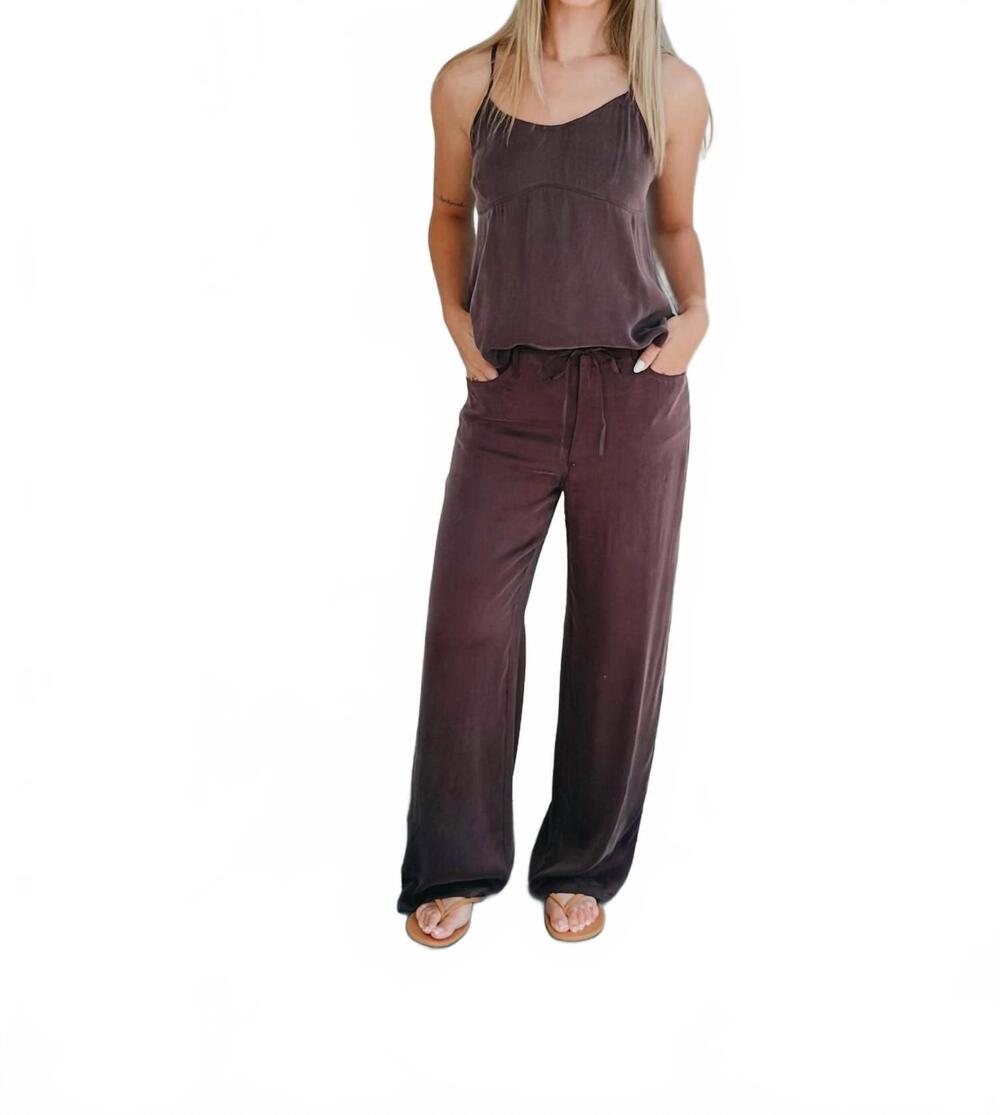 NEW BE COOL halter air washed tie tank top in dark chocolate